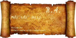 Máté Aliz névjegykártya